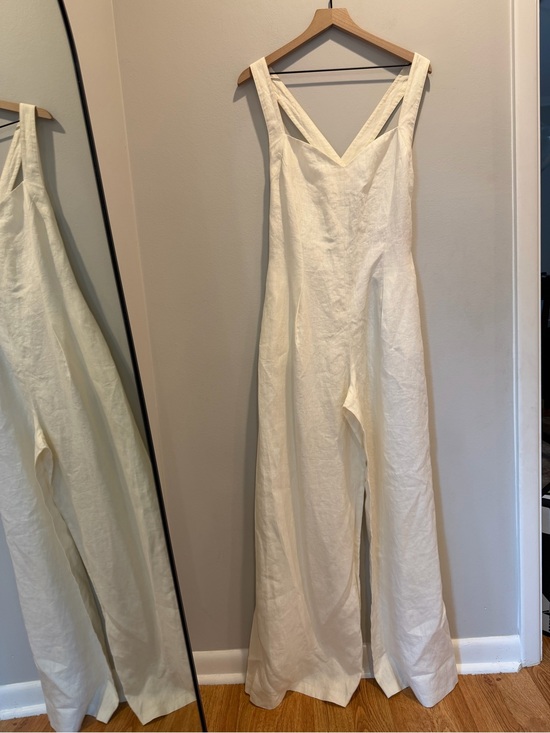 Escada Pants - Vintage NWT Escada Cream Linen Jumpsuit